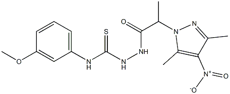 2-(2-{4-nitro-3,5-dimethyl-1H-pyrazol-1-yl}propanoyl)-N-(3-methoxyphenyl)hydrazinecarbothioamide Struktur