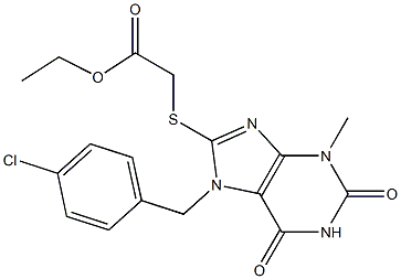 ethyl ({7-[(4-chlorophenyl)methyl]-3-methyl-2,6-dioxo-2,3,6,7-tetrahydro-1H-purin-8-yl}sulfanyl)acetate Struktur