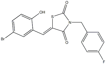 5-(5-bromo-2-hydroxybenzylidene)-3-(4-fluorobenzyl)-1,3-thiazolidine-2,4-dione Struktur