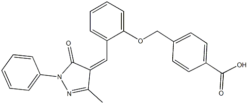 4-({2-[(3-methyl-5-oxo-1-phenyl-1,5-dihydro-4H-pyrazol-4-ylidene)methyl]phenoxy}methyl)benzoic acid Struktur