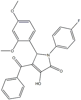 4-benzoyl-5-(2,4-dimethoxyphenyl)-1-(4-fluorophenyl)-3-hydroxy-1,5-dihydro-2H-pyrrol-2-one Struktur