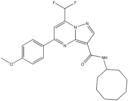 N-cyclooctyl-7-(difluoromethyl)-5-(4-methoxyphenyl)pyrazolo[1,5-a]pyrimidine-3-carboxamide Struktur