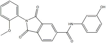 N-(3-hydroxyphenyl)-2-(2-methoxyphenyl)-1,3-dioxo-5-isoindolinecarboxamide Struktur