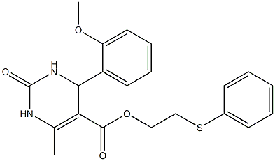 2-(phenylsulfanyl)ethyl 4-(2-methoxyphenyl)-6-methyl-2-oxo-1,2,3,4-tetrahydro-5-pyrimidinecarboxylate Struktur