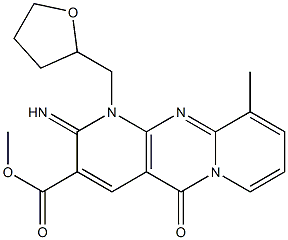 methyl 2-imino-10-methyl-5-oxo-1-(tetrahydro-2-furanylmethyl)-1,5-dihydro-2H-dipyrido[1,2-a:2,3-d]pyrimidine-3-carboxylate Struktur