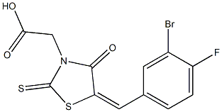 [5-(3-bromo-4-fluorobenzylidene)-4-oxo-2-thioxo-1,3-thiazolidin-3-yl]acetic acid Struktur