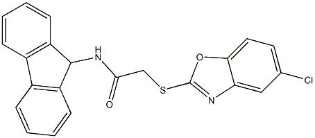 2-[(5-chloro-1,3-benzoxazol-2-yl)sulfanyl]-N-(9H-fluoren-9-yl)acetamide Struktur