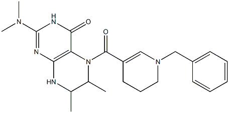 5-[(1-benzyl-1,4,5,6-tetrahydro-3-pyridinyl)carbonyl]-2-(dimethylamino)-6,7-dimethyl-5,6,7,8-tetrahydro-4(3H)-pteridinone Struktur