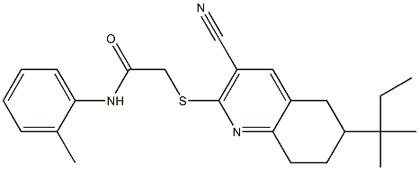 2-[(3-cyano-6-tert-pentyl-5,6,7,8-tetrahydro-2-quinolinyl)sulfanyl]-N-(2-methylphenyl)acetamide Struktur