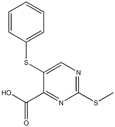 2-(methylsulfanyl)-5-(phenylsulfanyl)-4-pyrimidinecarboxylic acid Struktur