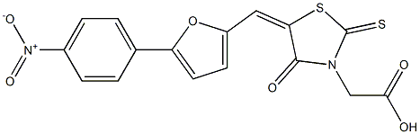 {5-[(5-{4-nitrophenyl}-2-furyl)methylene]-4-oxo-2-thioxo-1,3-thiazolidin-3-yl}acetic acid Struktur