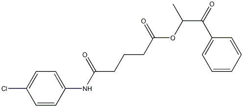 1-methyl-2-oxo-2-phenylethyl 5-(4-chloroanilino)-5-oxopentanoate Struktur