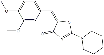 5-(3,4-dimethoxybenzylidene)-2-(1-piperidinyl)-1,3-thiazol-4(5H)-one Struktur