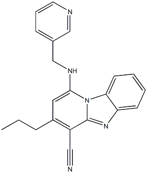 3-propyl-1-[(3-pyridinylmethyl)amino]pyrido[1,2-a]benzimidazole-4-carbonitrile Struktur