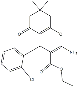 ethyl 2-amino-4-(2-chlorophenyl)-7,7-dimethyl-5-oxo-5,6,7,8-tetrahydro-4H-chromene-3-carboxylate Struktur