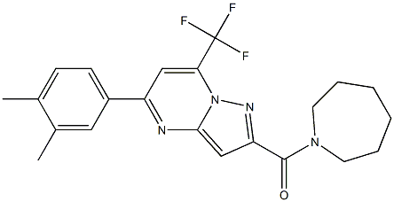 2-(1-azepanylcarbonyl)-5-(3,4-dimethylphenyl)-7-(trifluoromethyl)pyrazolo[1,5-a]pyrimidine Struktur