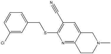 2-[(3-chlorobenzyl)sulfanyl]-6-methyl-5,6,7,8-tetrahydro[1,6]naphthyridine-3-carbonitrile Struktur