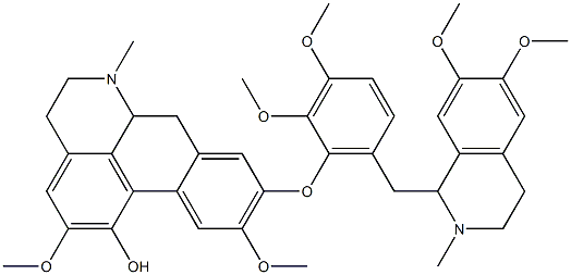 9-{6-[(6,7-dimethoxy-2-methyl-1,2,3,4-tetrahydro-1-isoquinolinyl)methyl]-2,3-dimethoxyphenoxy}-2,10-dimethoxy-6-methyl-5,6,6a,7-tetrahydro-4H-dibenzo[de,g]quinolin-1-ol Struktur