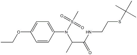 N-[2-(tert-butylsulfanyl)ethyl]-2-[4-ethoxy(methylsulfonyl)anilino]propanamide Struktur