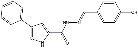 N'-(4-hydroxybenzylidene)-3-phenyl-1H-pyrazole-5-carbohydrazide Struktur