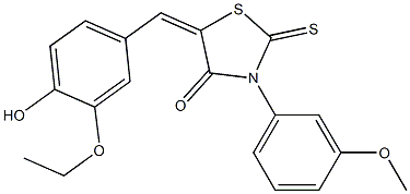 5-(3-ethoxy-4-hydroxybenzylidene)-3-(3-methoxyphenyl)-2-thioxo-1,3-thiazolidin-4-one Struktur