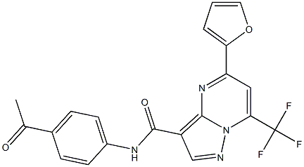 N-(4-acetylphenyl)-5-(2-furyl)-7-(trifluoromethyl)pyrazolo[1,5-a]pyrimidine-3-carboxamide Struktur