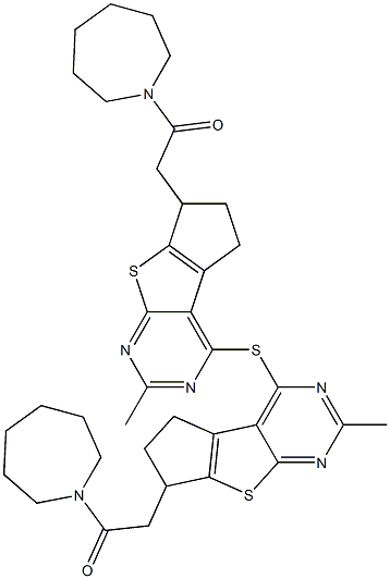 2-(1-azepanyl)-2-oxoethyl2-methyl-6,7-dihydro-5H-cyclopenta[4,5]thieno[2,3-d]pyrimidin-4-ylsulfide Struktur