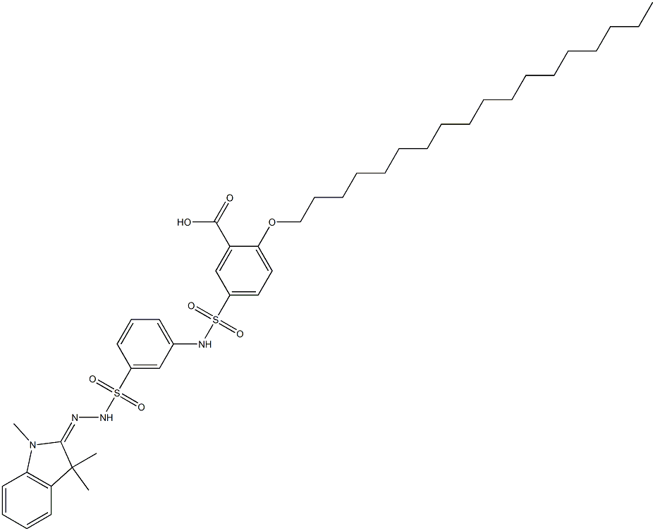 2-(octadecyloxy)-5-[(3-{[2-(1,3,3-trimethyl-1,3-dihydro-2H-indol-2-ylidene)hydrazino]sulfonyl}anilino)sulfonyl]benzoic acid Struktur