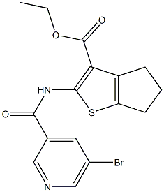 ethyl 2-{[(5-bromo-3-pyridinyl)carbonyl]amino}-5,6-dihydro-4H-cyclopenta[b]thiophene-3-carboxylate Struktur