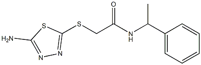 2-[(5-amino-1,3,4-thiadiazol-2-yl)sulfanyl]-N-(1-phenylethyl)acetamide Struktur