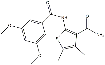 2-[(3,5-dimethoxybenzoyl)amino]-4,5-dimethyl-3-thiophenecarboxamide Struktur