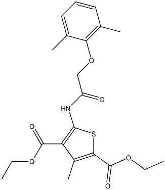 diethyl 5-{[(2,6-dimethylphenoxy)acetyl]amino}-3-methyl-2,4-thiophenedicarboxylate Struktur