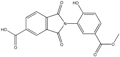 2-[2-hydroxy-5-(methoxycarbonyl)phenyl]-1,3-dioxo-5-isoindolinecarboxylic acid Struktur