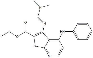 ethyl 4-anilino-3-{[(dimethylamino)methylene]amino}thieno[2,3-b]pyridine-2-carboxylate Struktur