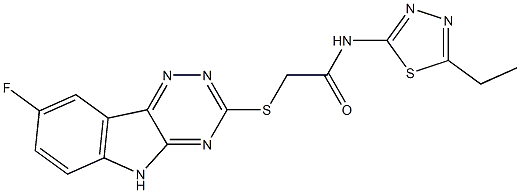 N-(5-ethyl-1,3,4-thiadiazol-2-yl)-2-[(8-fluoro-5H-[1,2,4]triazino[5,6-b]indol-3-yl)sulfanyl]acetamide Struktur