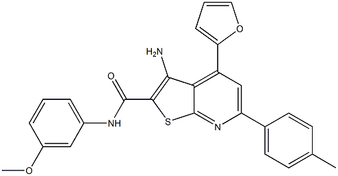 3-amino-4-(2-furyl)-N-(3-methoxyphenyl)-6-(4-methylphenyl)thieno[2,3-b]pyridine-2-carboxamide Struktur