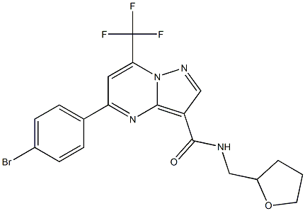 5-(4-bromophenyl)-N-(tetrahydro-2-furanylmethyl)-7-(trifluoromethyl)pyrazolo[1,5-a]pyrimidine-3-carboxamide Struktur