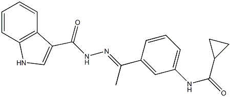 N-{3-[N-(1H-indol-3-ylcarbonyl)ethanehydrazonoyl]phenyl}cyclopropanecarboxamide Struktur