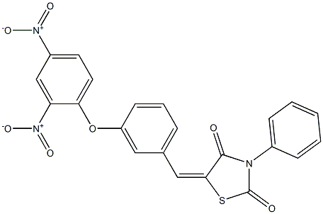 5-(3-{2,4-bisnitrophenoxy}benzylidene)-3-phenyl-1,3-thiazolidine-2,4-dione Struktur