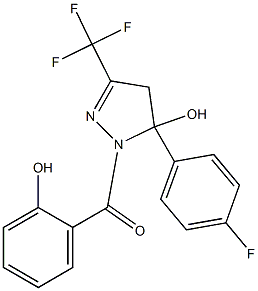 5-(4-fluorophenyl)-1-(2-hydroxybenzoyl)-3-(trifluoromethyl)-4,5-dihydro-1H-pyrazol-5-ol Struktur