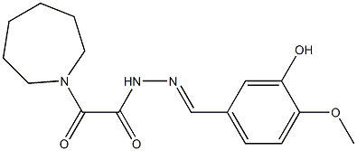 2-(1-azepanyl)-N'-(3-hydroxy-4-methoxybenzylidene)-2-oxoacetohydrazide Struktur