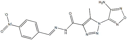 1-(4-amino-1,2,5-oxadiazol-3-yl)-N'-{4-nitrobenzylidene}-5-methyl-1H-1,2,3-triazole-4-carbohydrazide Struktur