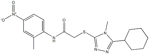 2-[(5-cyclohexyl-4-methyl-4H-1,2,4-triazol-3-yl)sulfanyl]-N-{4-nitro-2-methylphenyl}acetamide Struktur