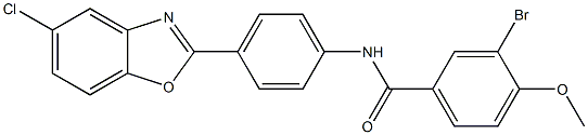 3-bromo-N-[4-(5-chloro-1,3-benzoxazol-2-yl)phenyl]-4-methoxybenzamide Struktur