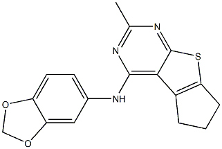 N-(1,3-benzodioxol-5-yl)-N-(2-methyl-6,7-dihydro-5H-cyclopenta[4,5]thieno[2,3-d]pyrimidin-4-yl)amine Struktur