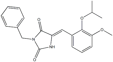 3-benzyl-5-(2-isopropoxy-3-methoxybenzylidene)imidazolidine-2,4-dione Struktur