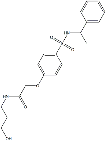 N-(3-hydroxypropyl)-2-(4-{[(1-phenylethyl)amino]sulfonyl}phenoxy)acetamide Struktur