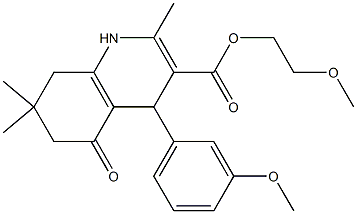 2-(methyloxy)ethyl 2,7,7-trimethyl-4-[3-(methyloxy)phenyl]-5-oxo-1,4,5,6,7,8-hexahydroquinoline-3-carboxylate Struktur