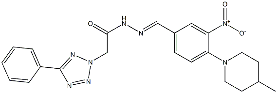 N'-[3-nitro-4-(4-methyl-1-piperidinyl)benzylidene]-2-(5-phenyl-2H-tetraazol-2-yl)acetohydrazide Struktur