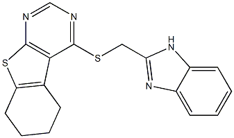 4-[(1H-benzimidazol-2-ylmethyl)sulfanyl]-5,6,7,8-tetrahydro[1]benzothieno[2,3-d]pyrimidine Struktur